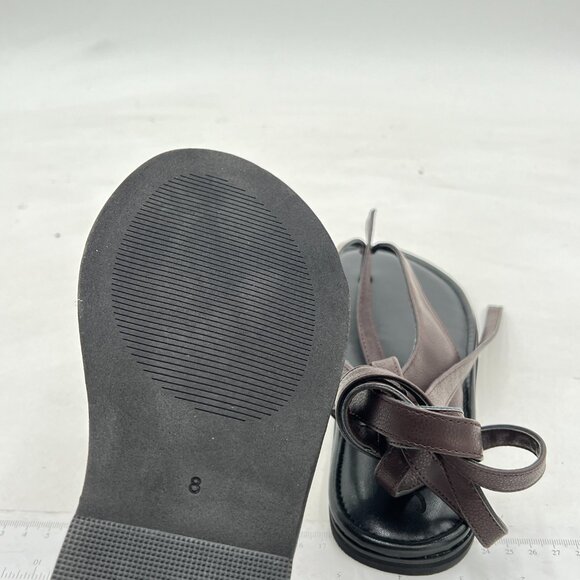 FOWT Dark Brown Split Round Toe Sandals Lace up Strappy Summer Soft Flip Flop - Picture 6 of 8